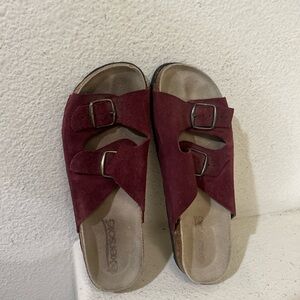 Exersole Women's Red Suede Sandals Slippers size‎ 9